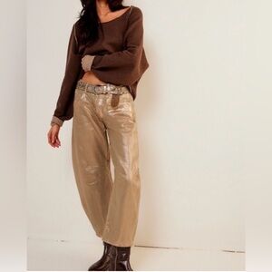 We The Free Metallic Denim Barrel Jeans